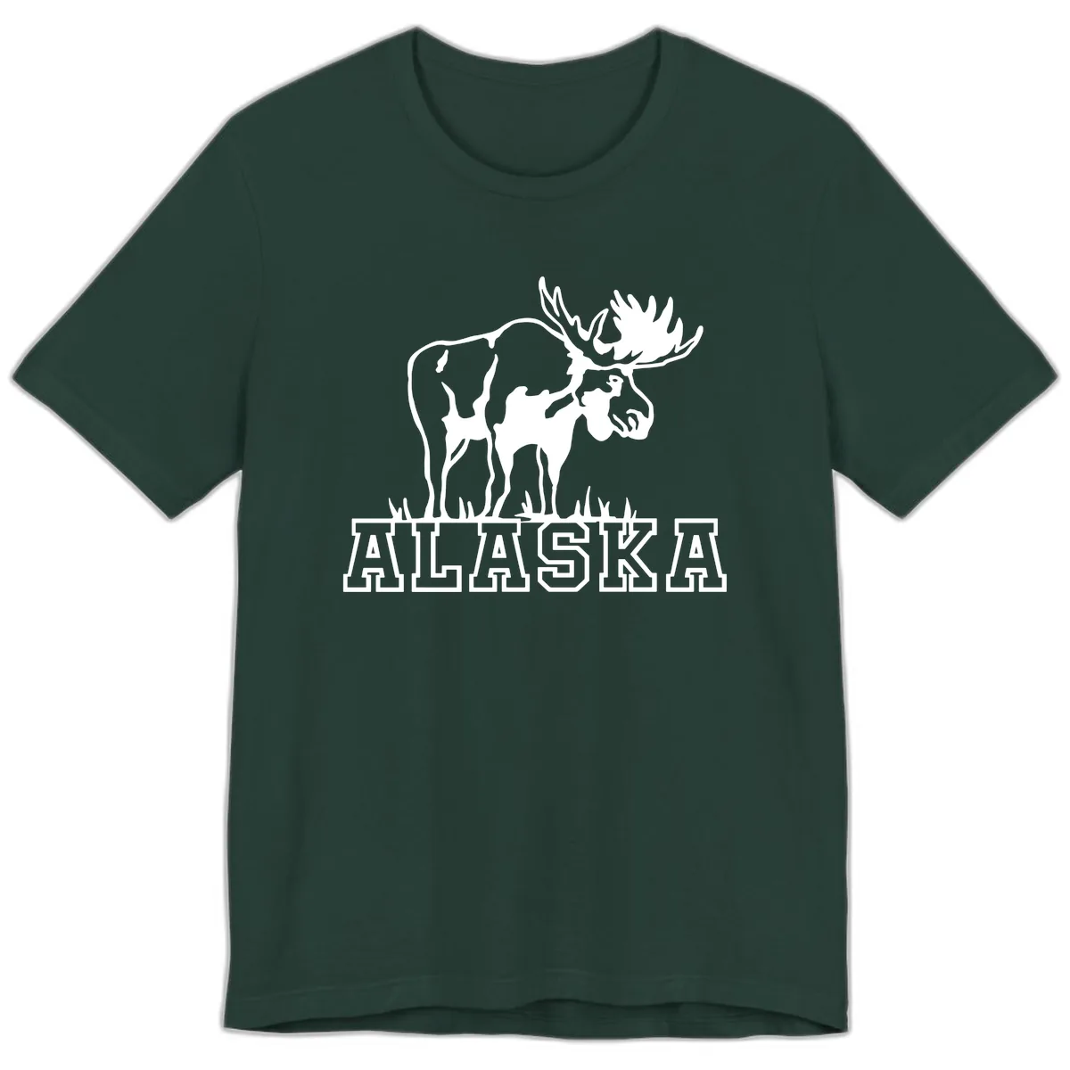 Majestic Moose Alaska Wildlife Premium T-Shirt in Forest