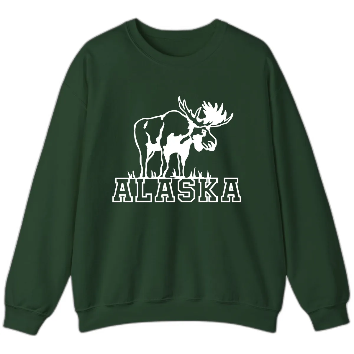 Majestic Moose Alaska Wildlife Sweatshirt in Forest Green