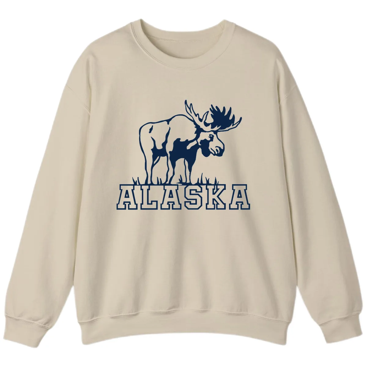 Majestic Moose Alaska Wildlife Sweatshirt in Sand