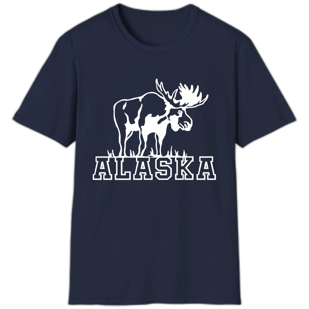 Majestic Moose Alaska Wildlife T-Shirt in Navy