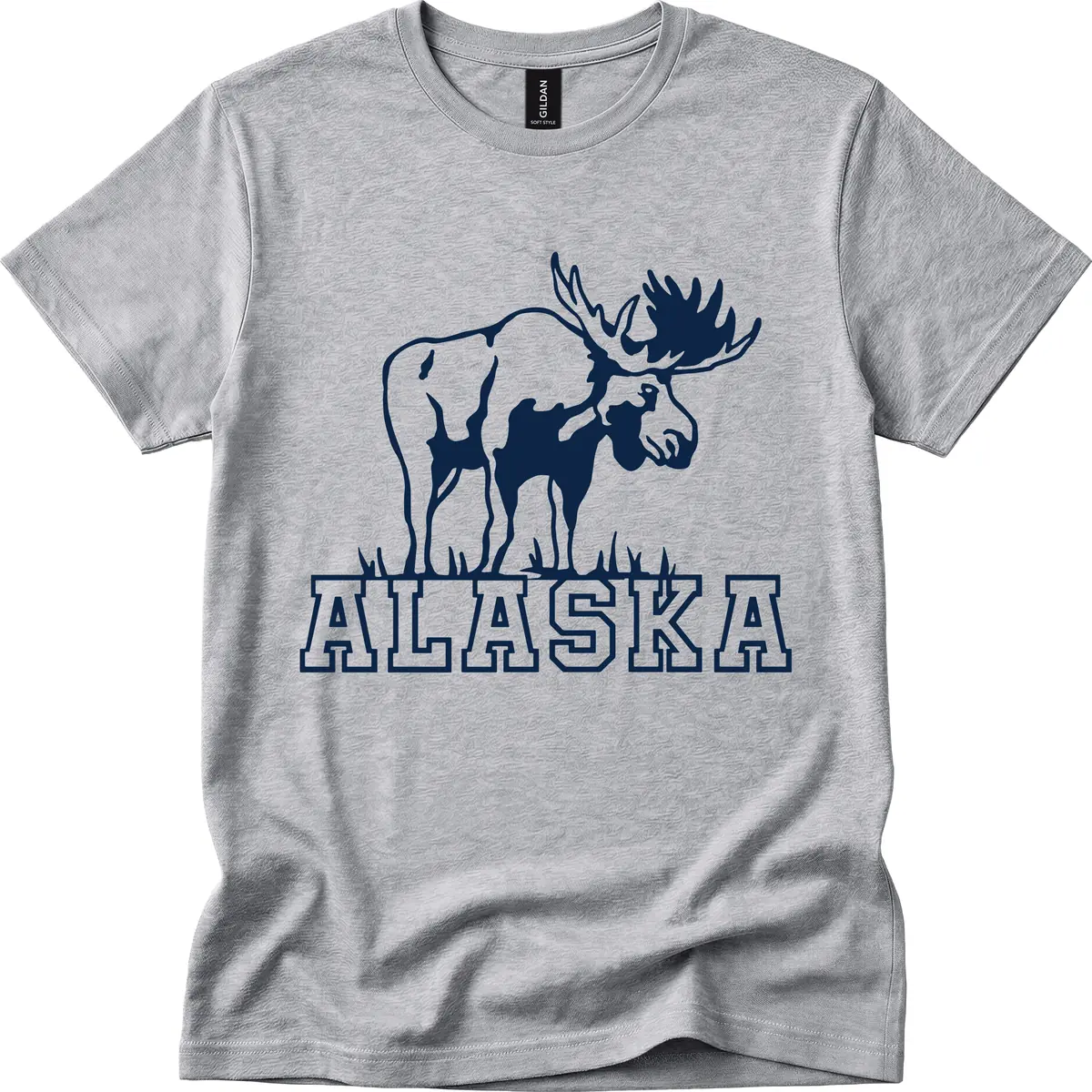 Majestic Moose Alaska Wildlife T-Shirt in Sport Grey
