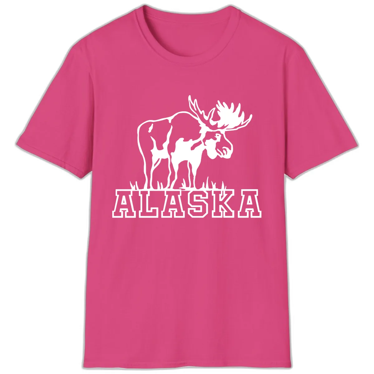 Majestic Moose Alaska Wildlife T-Shirt in Heliconia