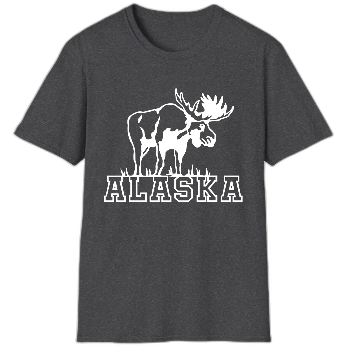 Majestic Moose Alaska Wildlife T-Shirt in Dark Heather