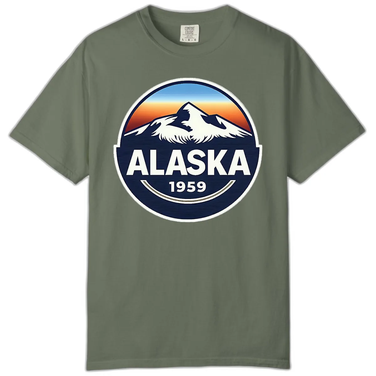 Alaska 1959 Mountain Eagle Badge Comfort Color in Moss