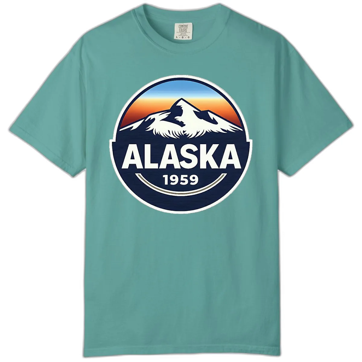 Alaska 1959 Mountain Eagle Badge Comfort Color in Seafoam