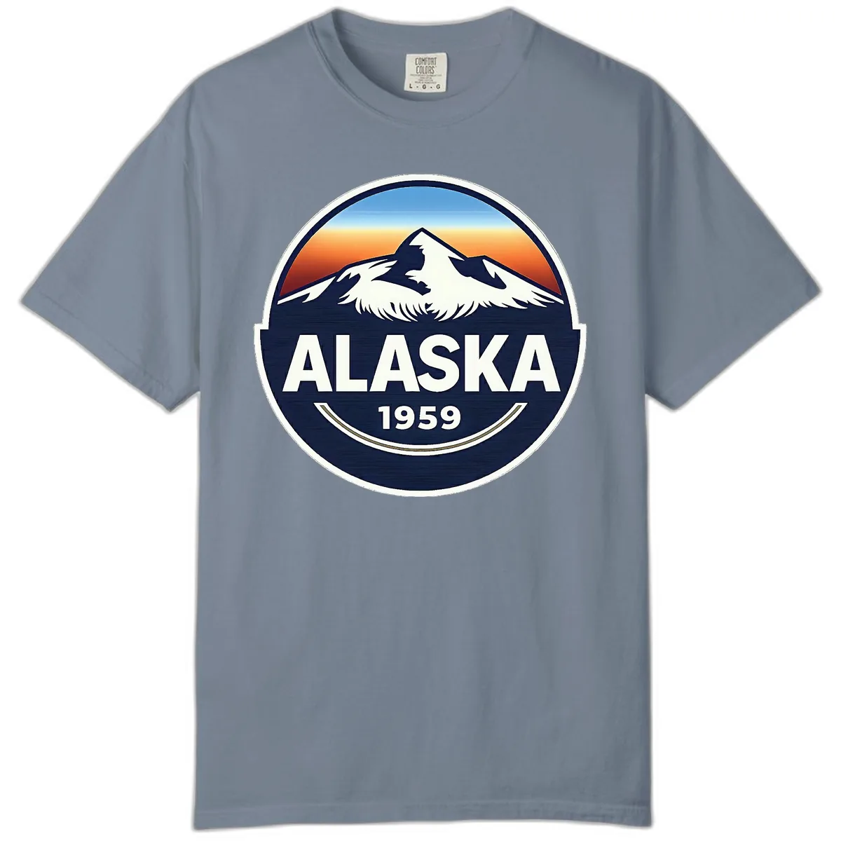 Alaska 1959 Mountain Eagle Badge Comfort Color in Blue Jean