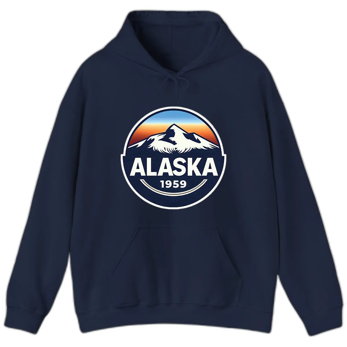 Alaska 1959 Mountain Eagle Badge Hoodie in Navy
