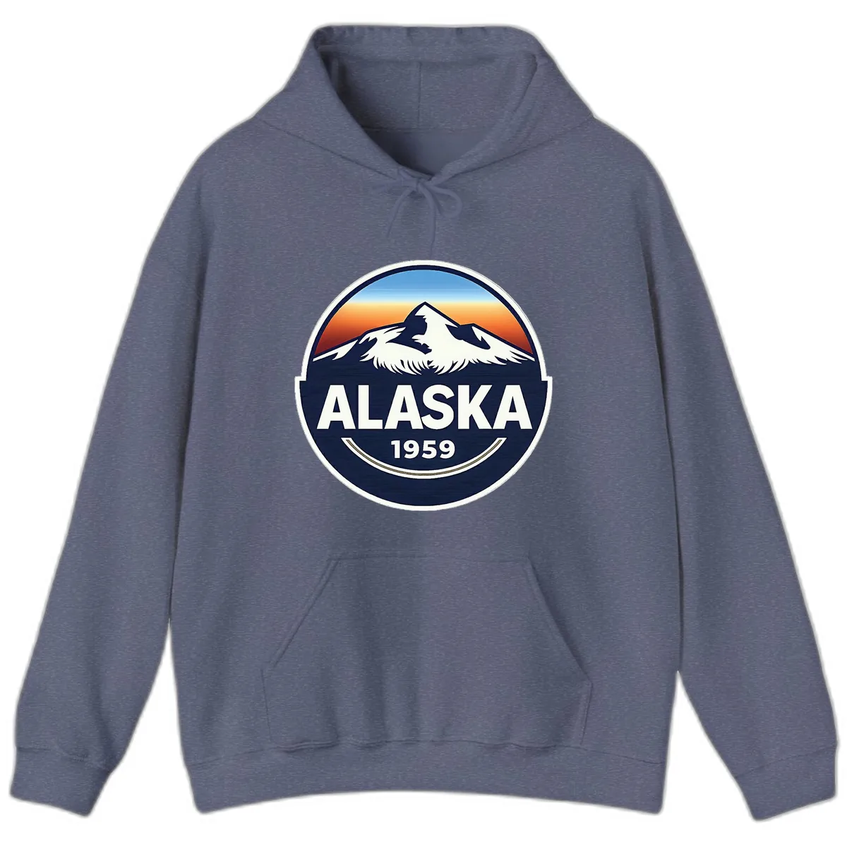 Alaska 1959 Mountain Eagle Badge Hoodie in Heather Navy