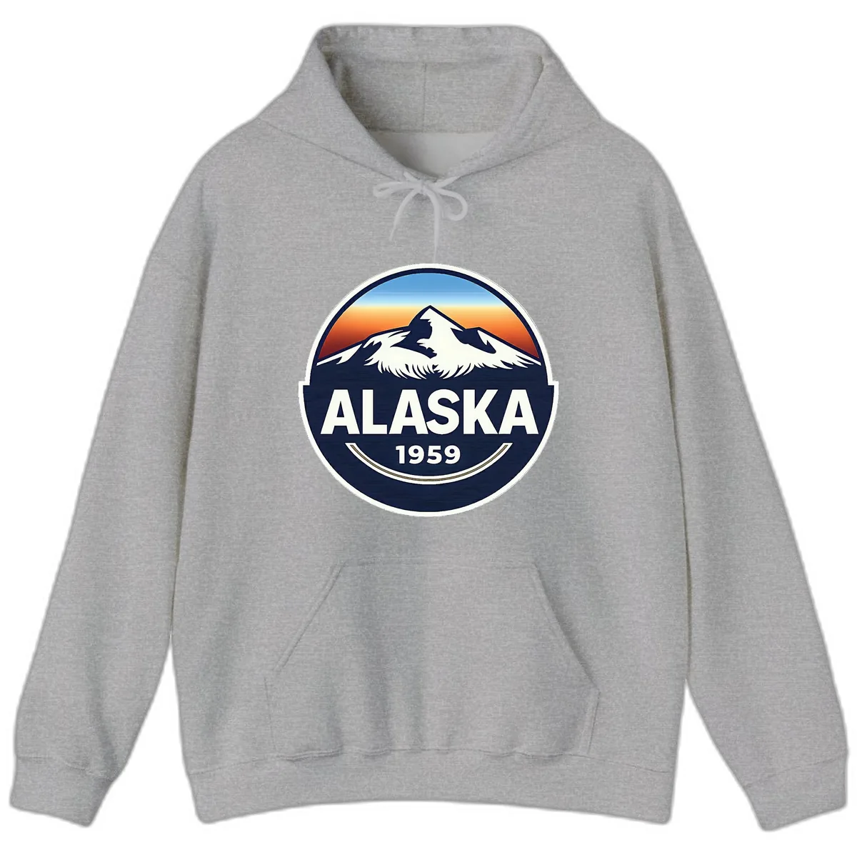 Alaska 1959 Mountain Eagle Badge Hoodie in Sport Grey
