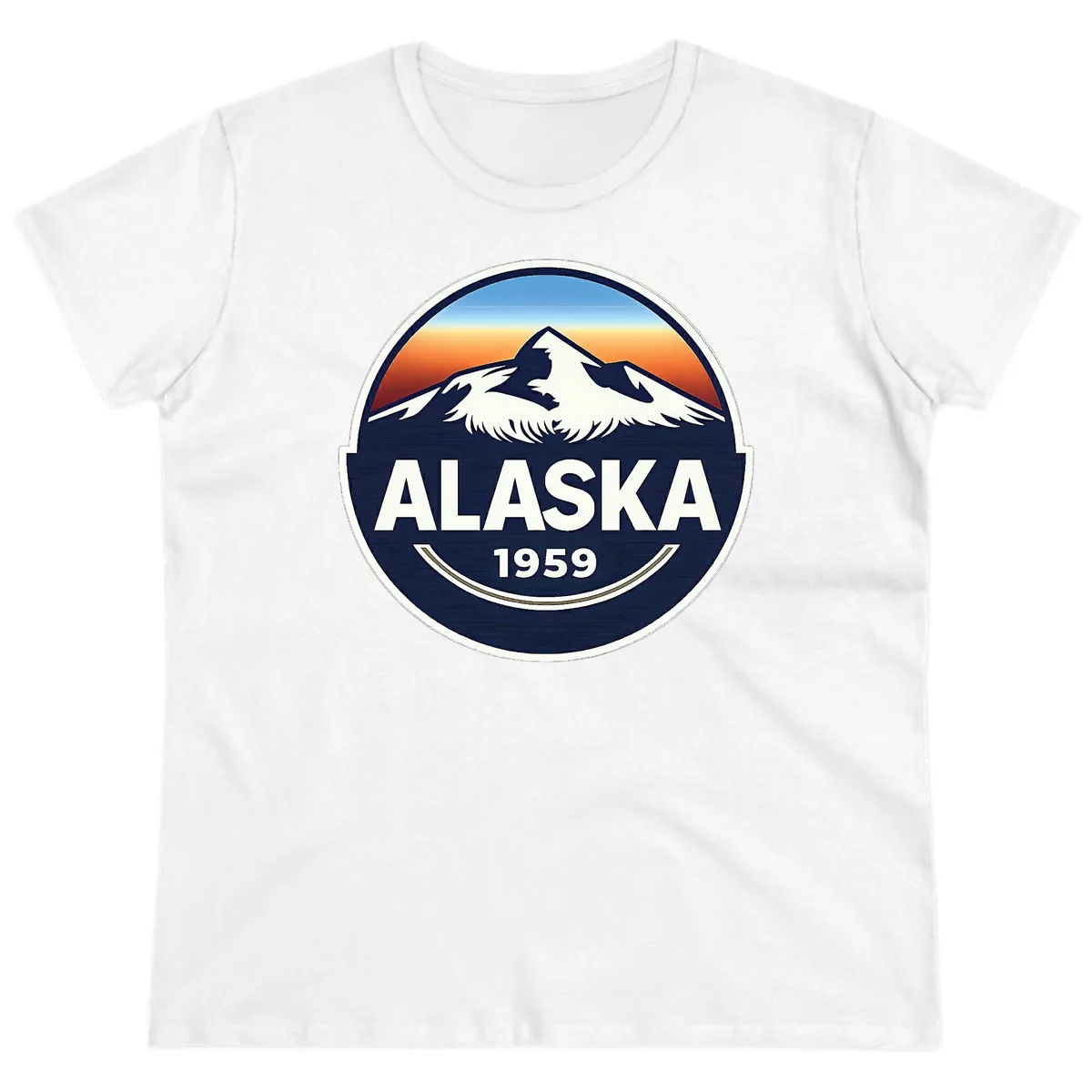 Alaska 1959 Mountain Eagle Badge Ladies Tee in White