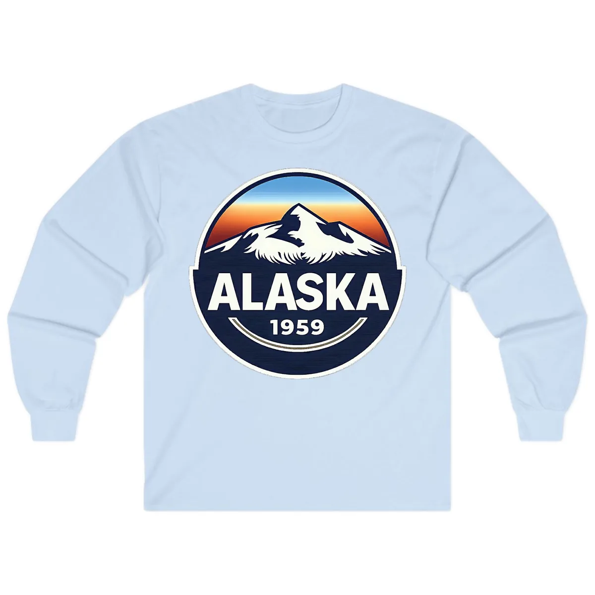 Alaska 1959 Mountain Eagle Badge Long Sleeve in Light Blue