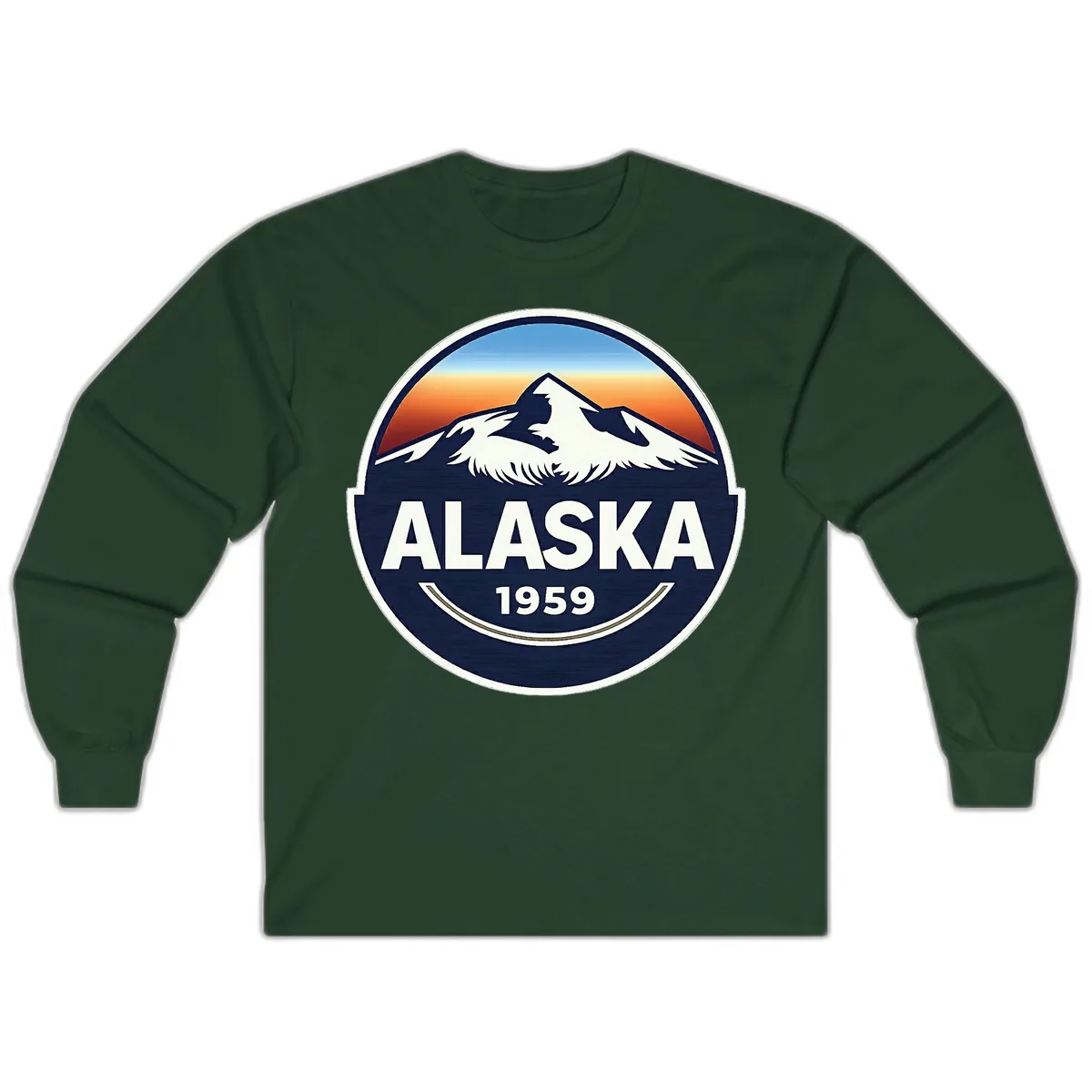Alaska 1959 Mountain Eagle Badge Long Sleeve in Forest Green