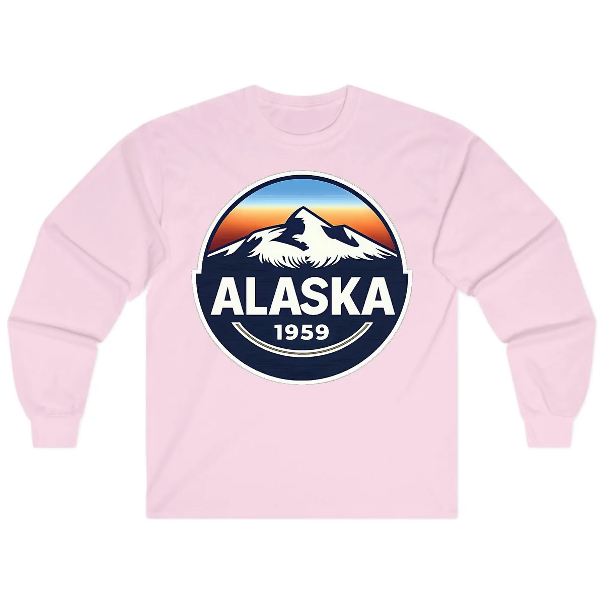 Alaska 1959 Mountain Eagle Badge Long Sleeve in Light Pink