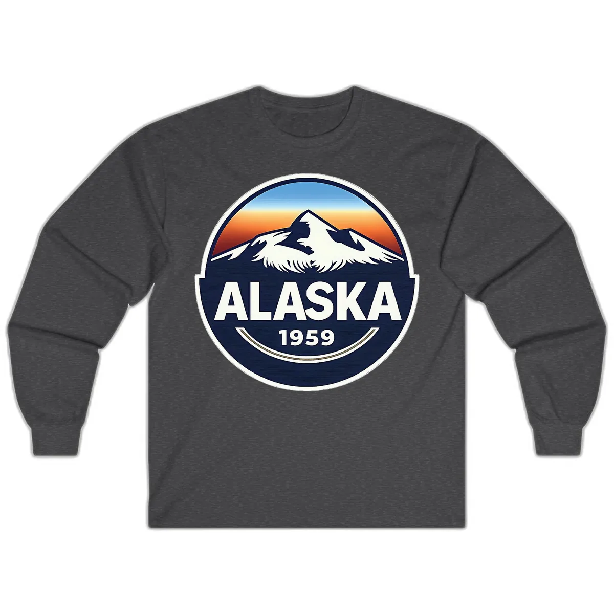 Alaska 1959 Mountain Eagle Badge Long Sleeve in Dark Heather