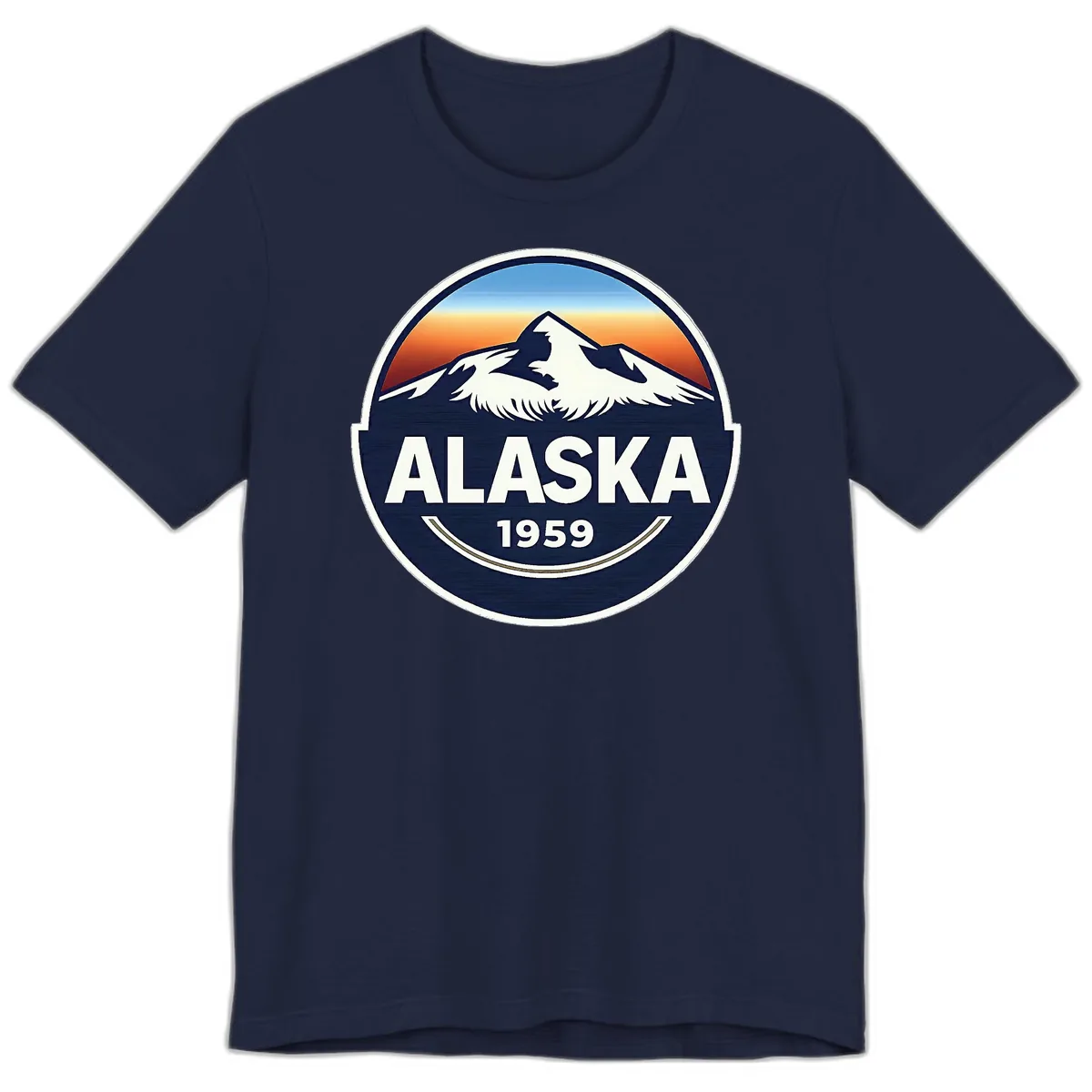 Alaska 1959 Mountain Eagle Badge Premium T-Shirt in Navy