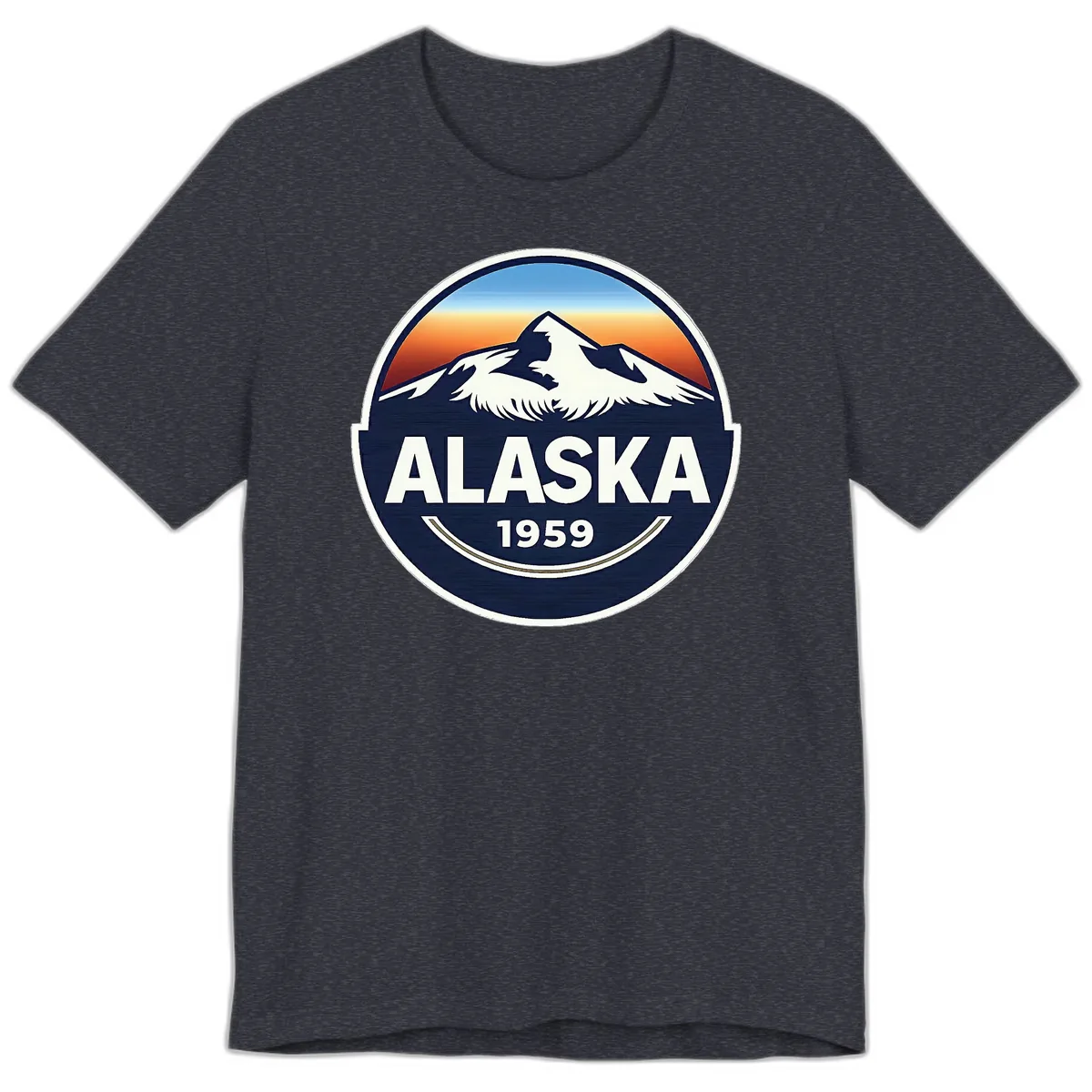 Alaska 1959 Mountain Eagle Badge Premium T-Shirt in Heather Navy