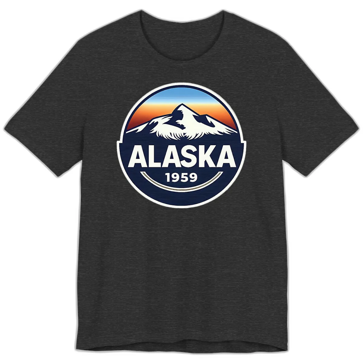 Alaska 1959 Mountain Eagle Badge Premium T-Shirt in Dark Grey Heather