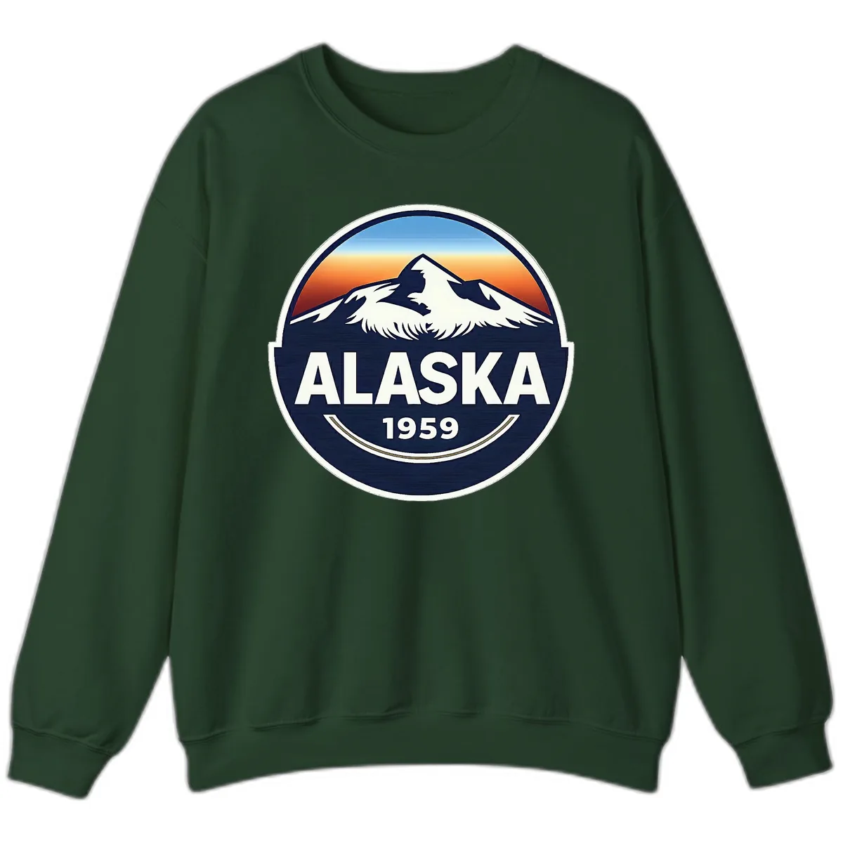 Alaska 1959 Mountain Eagle Badge Sweatshirt in Forest Green