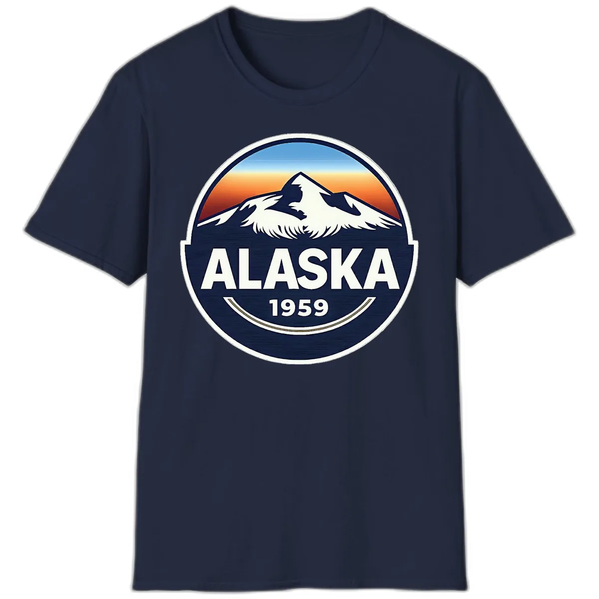 Alaska 1959 Mountain Eagle Badge T-Shirt in Navy