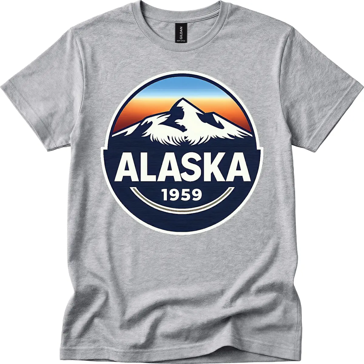 Alaska 1959 Mountain Eagle Badge T-Shirt in Sport Grey