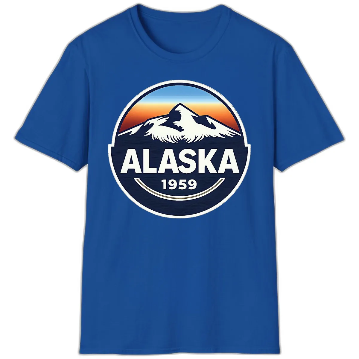 Alaska 1959 Mountain Eagle Badge T-Shirt in Royal