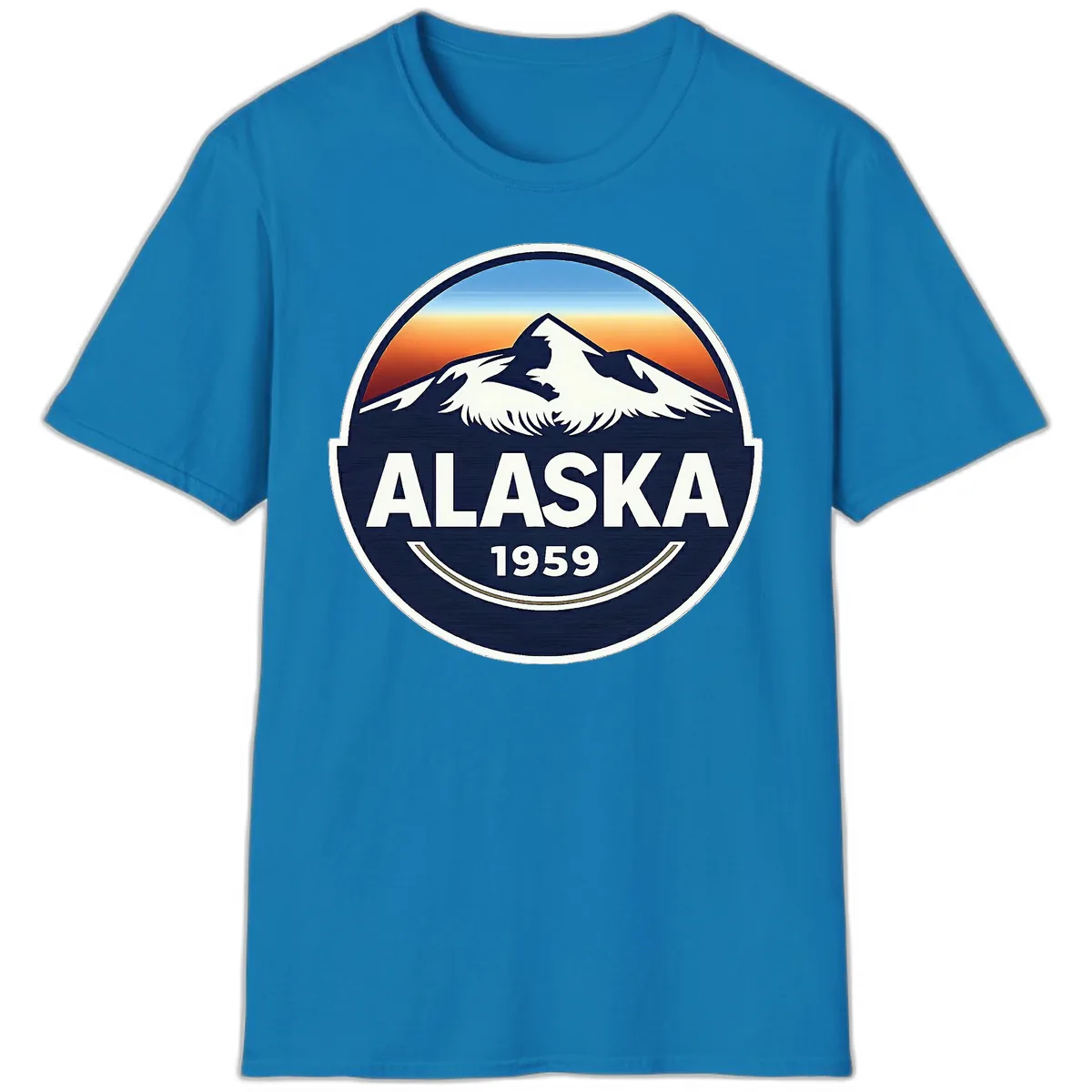 Alaska 1959 Mountain Eagle Badge T-Shirt in Sapphire
