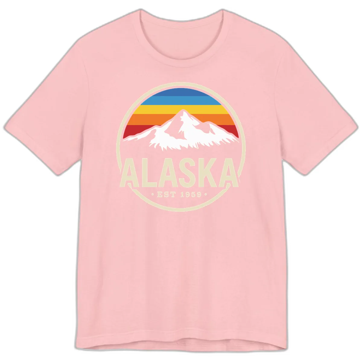 Retro Alaska Mountain And Statehood Year Badge Premium T-Shirt in Pink