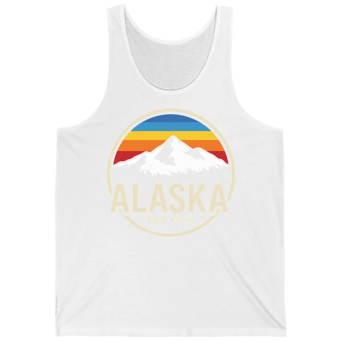 Retro Alaska Mountain And Statehood Year Badge Tank in White