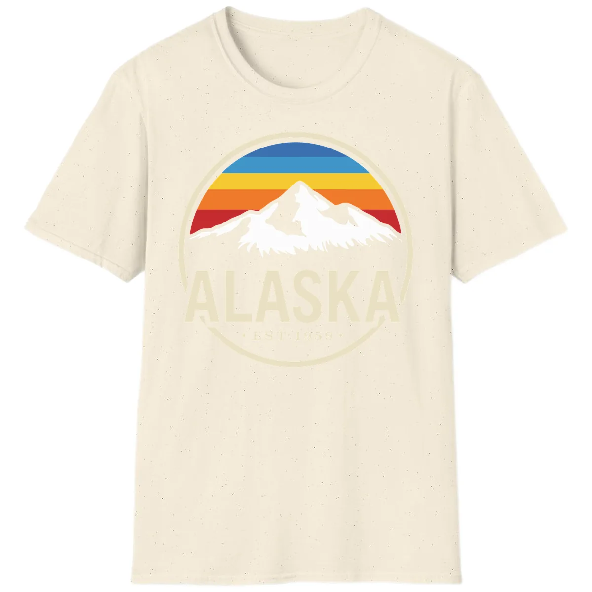 Retro Alaska Mountain And Statehood Year Badge T-Shirt in Natural