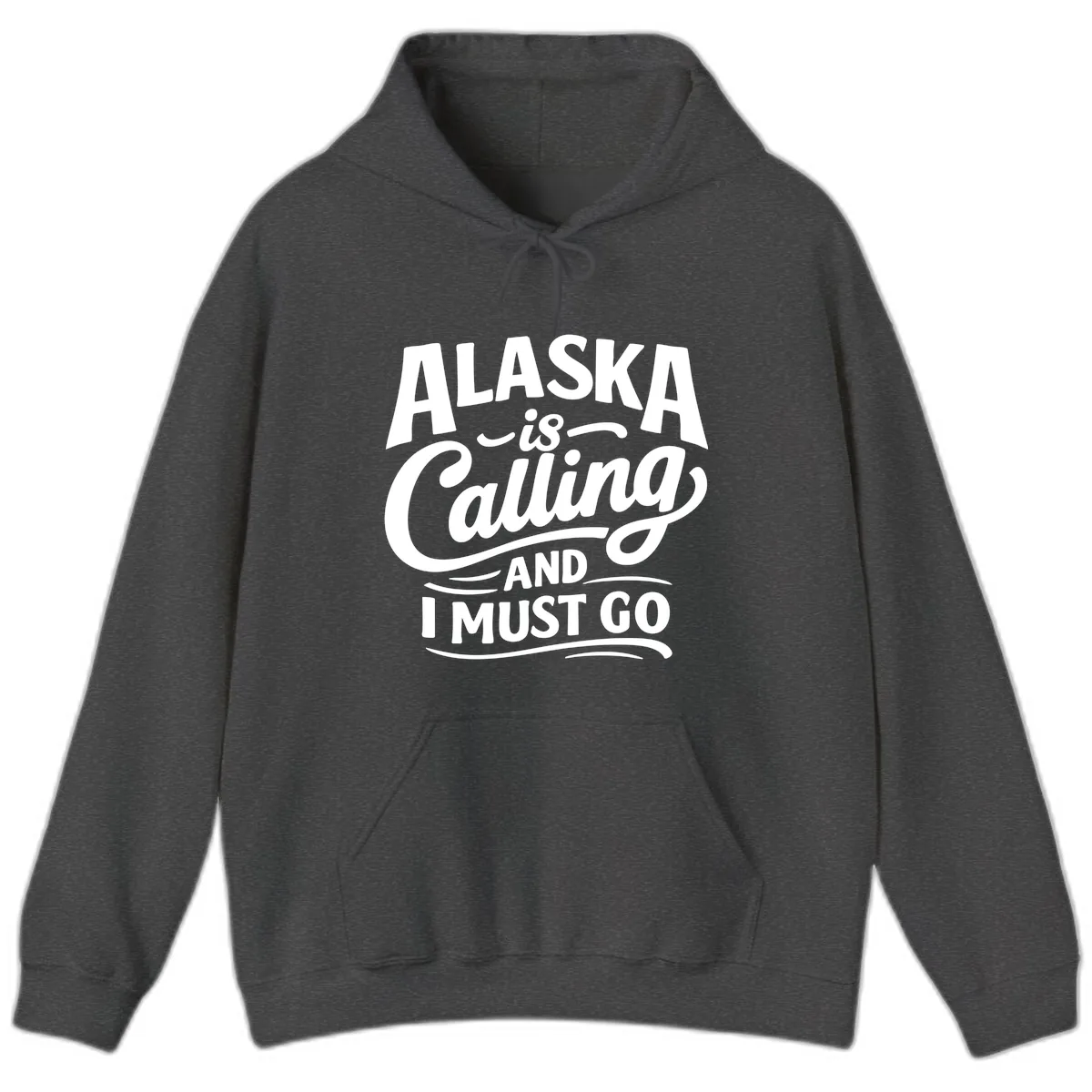 Alaska Calling Hand Lettered Typography Hoodie in Dark Heather