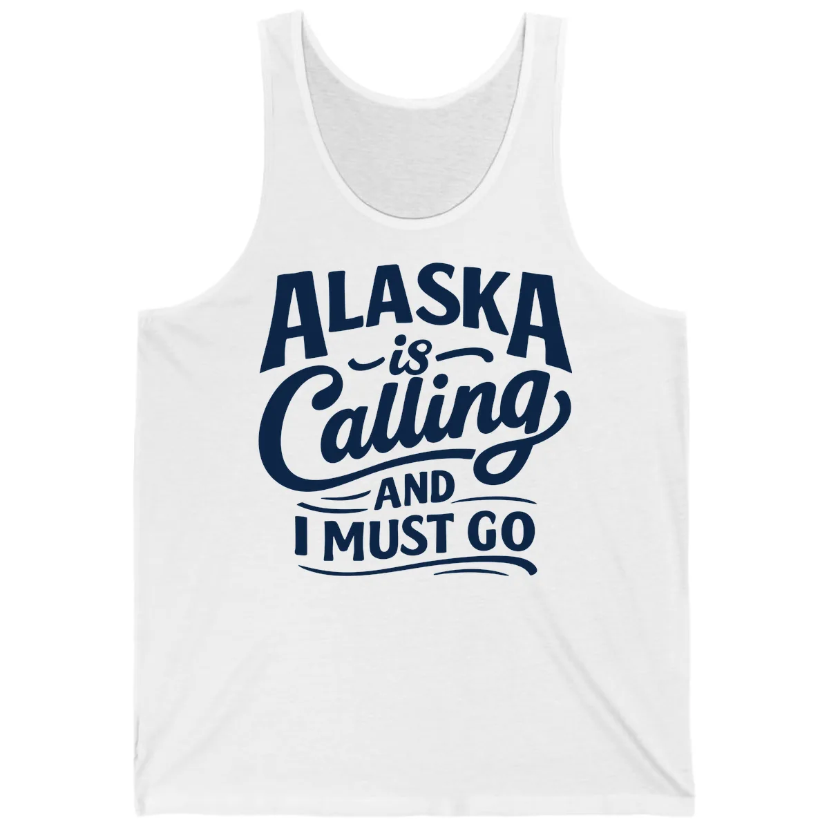 Alaska Calling Hand Lettered Typography Tank in White