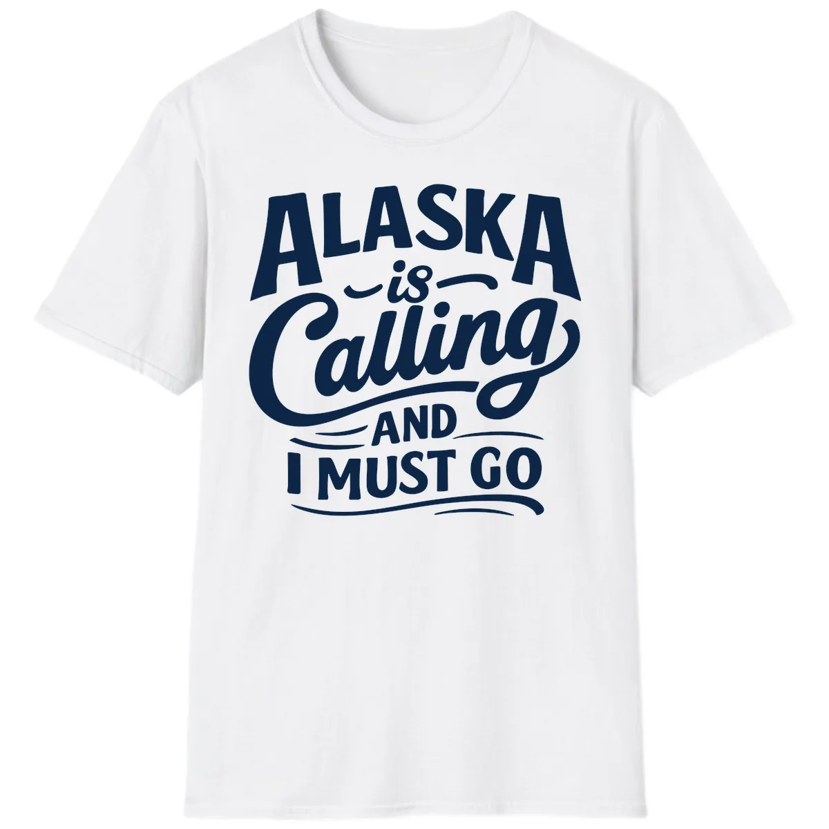 Alaska Calling Hand Lettered Typography T-Shirt in White