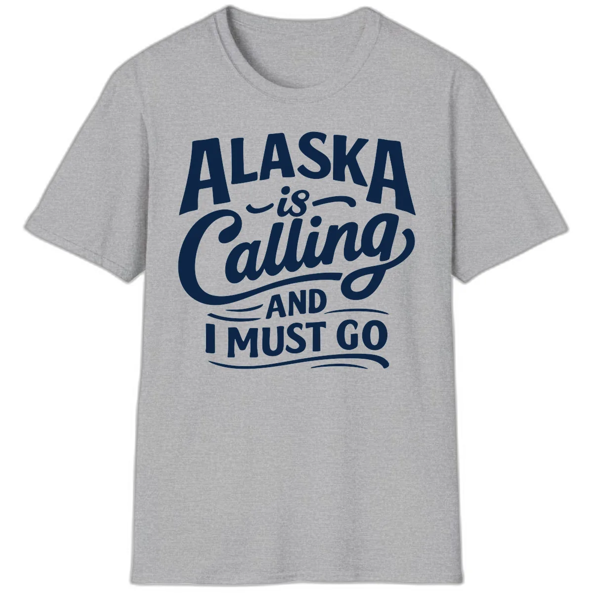 Alaska Calling Hand Lettered Typography T-Shirt in Sport Grey