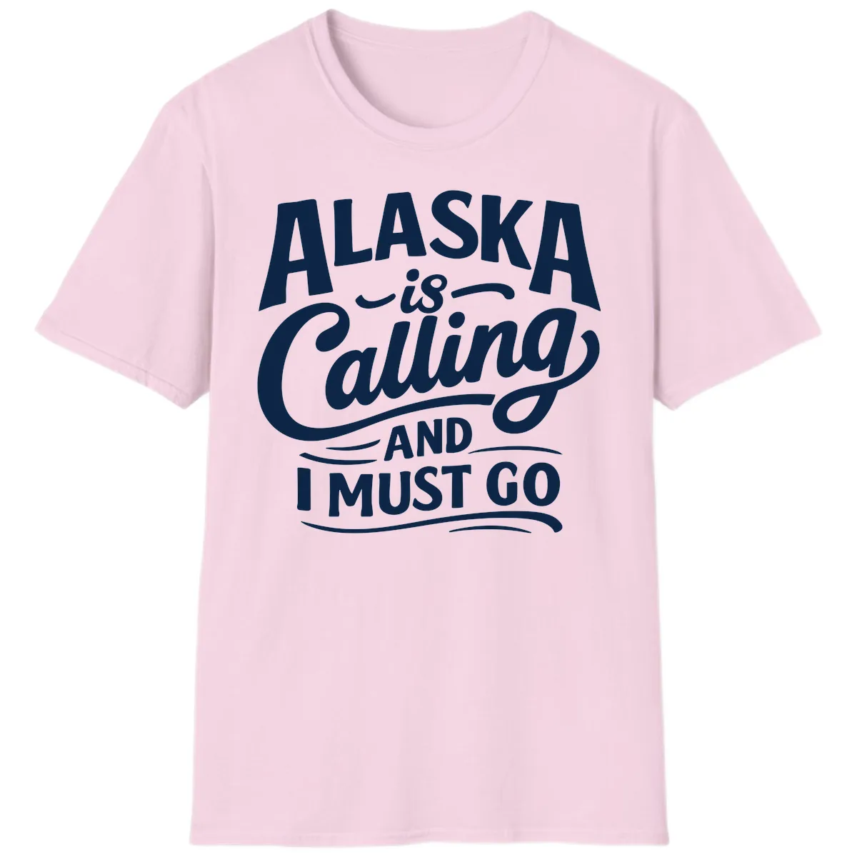 Alaska Calling Hand Lettered Typography T-Shirt in Light Pink