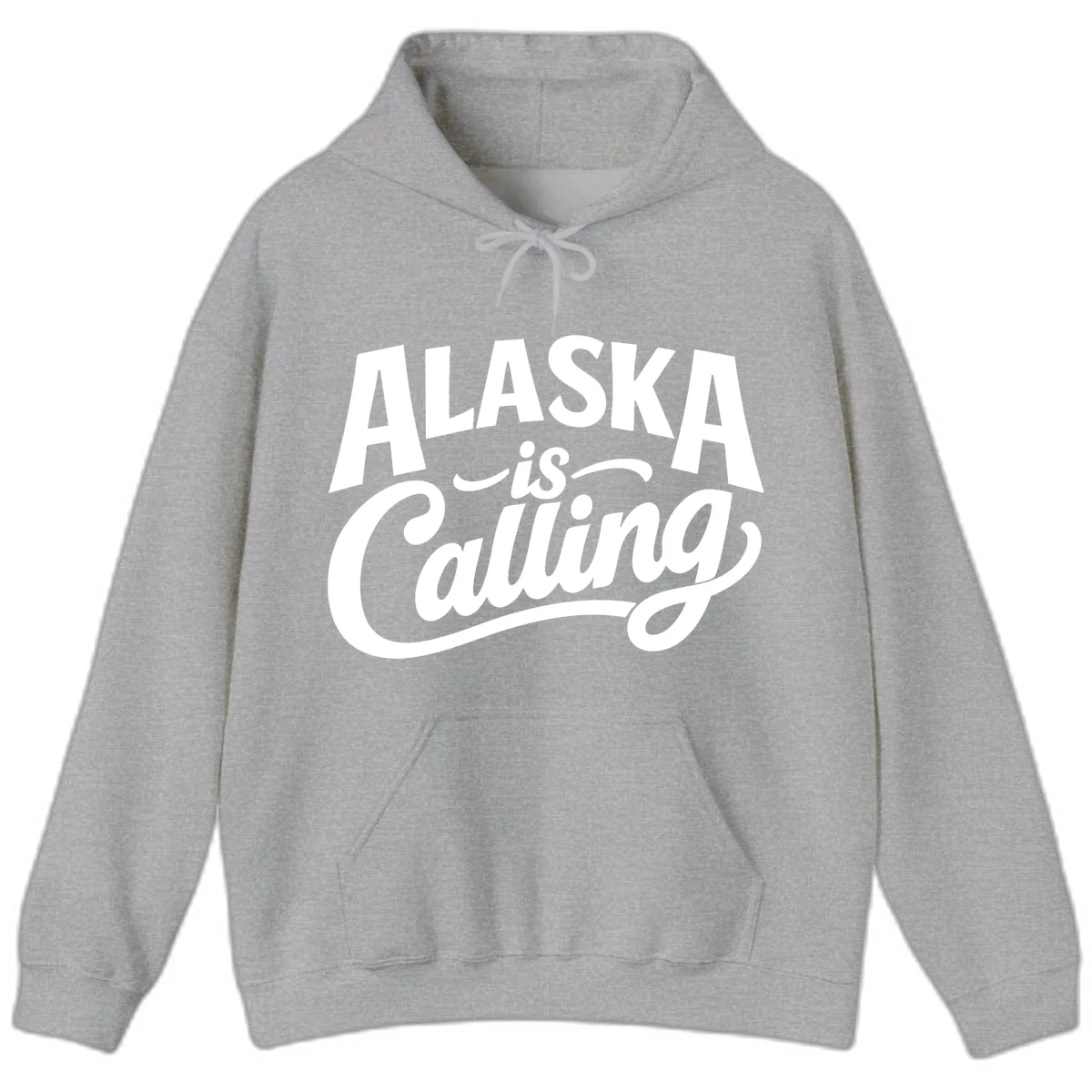 Alaska Is Calling Mixed Typography Design Hoodie in Sport Grey