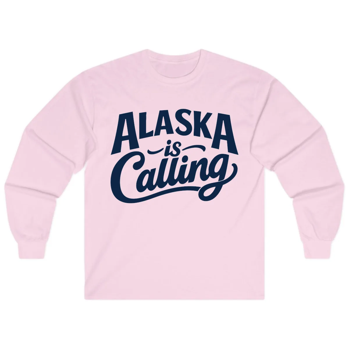Alaska Is Calling Mixed Typography Design Long Sleeve in Light Pink