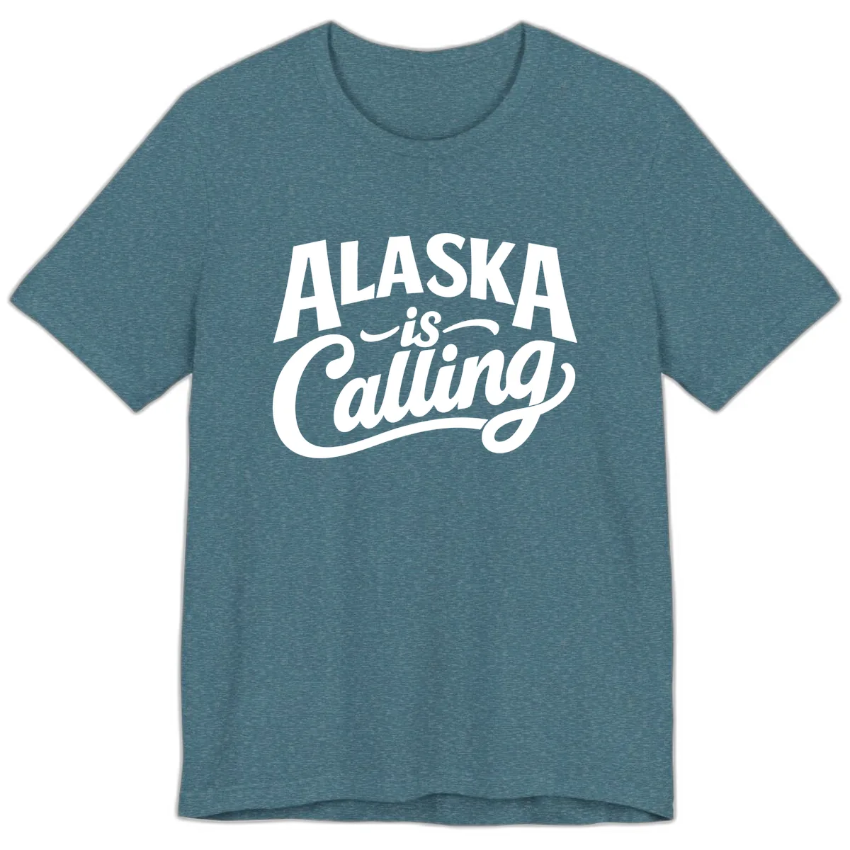 Alaska Is Calling Mixed Typography Design Premium T-Shirt in Heather Deep Teal