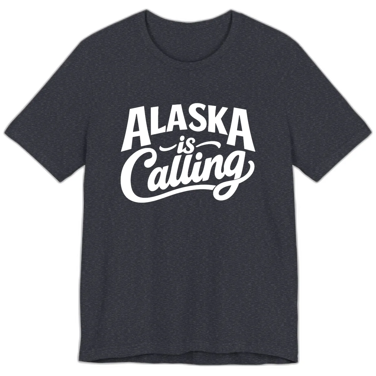 Alaska Is Calling Mixed Typography Design Premium T-Shirt in Heather Navy