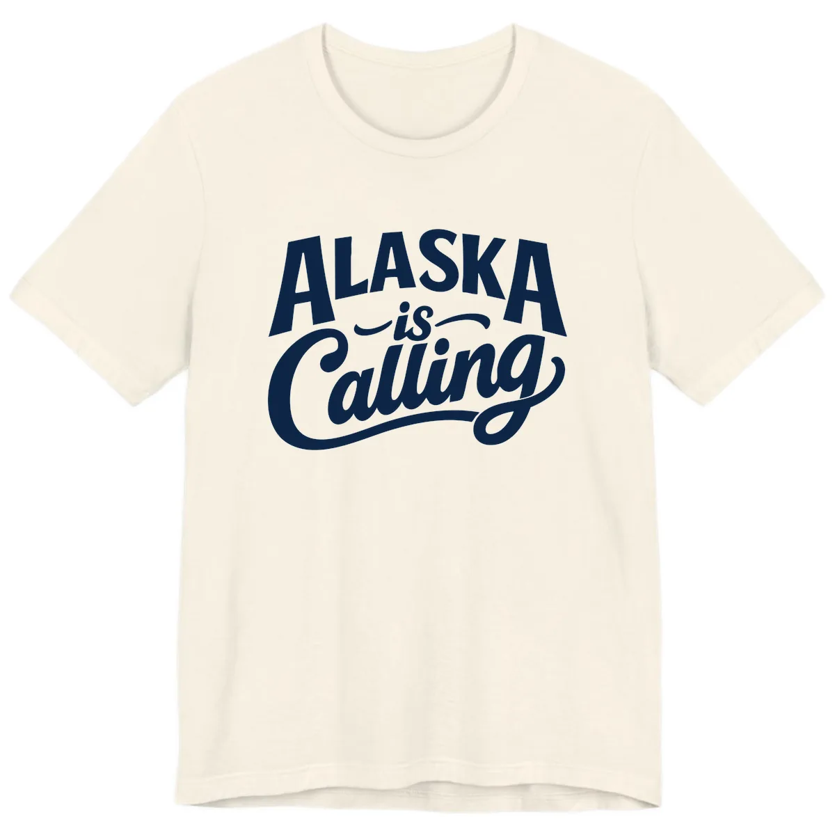 Alaska Is Calling Mixed Typography Design Premium T-Shirt in Natural