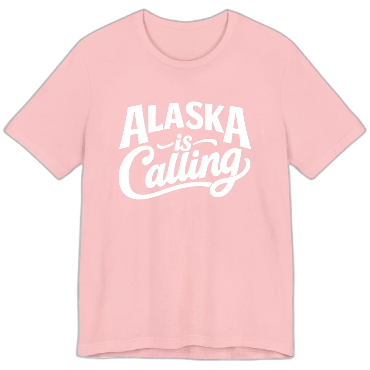 Alaska Is Calling Mixed Typography Design Premium T-Shirt in Pink