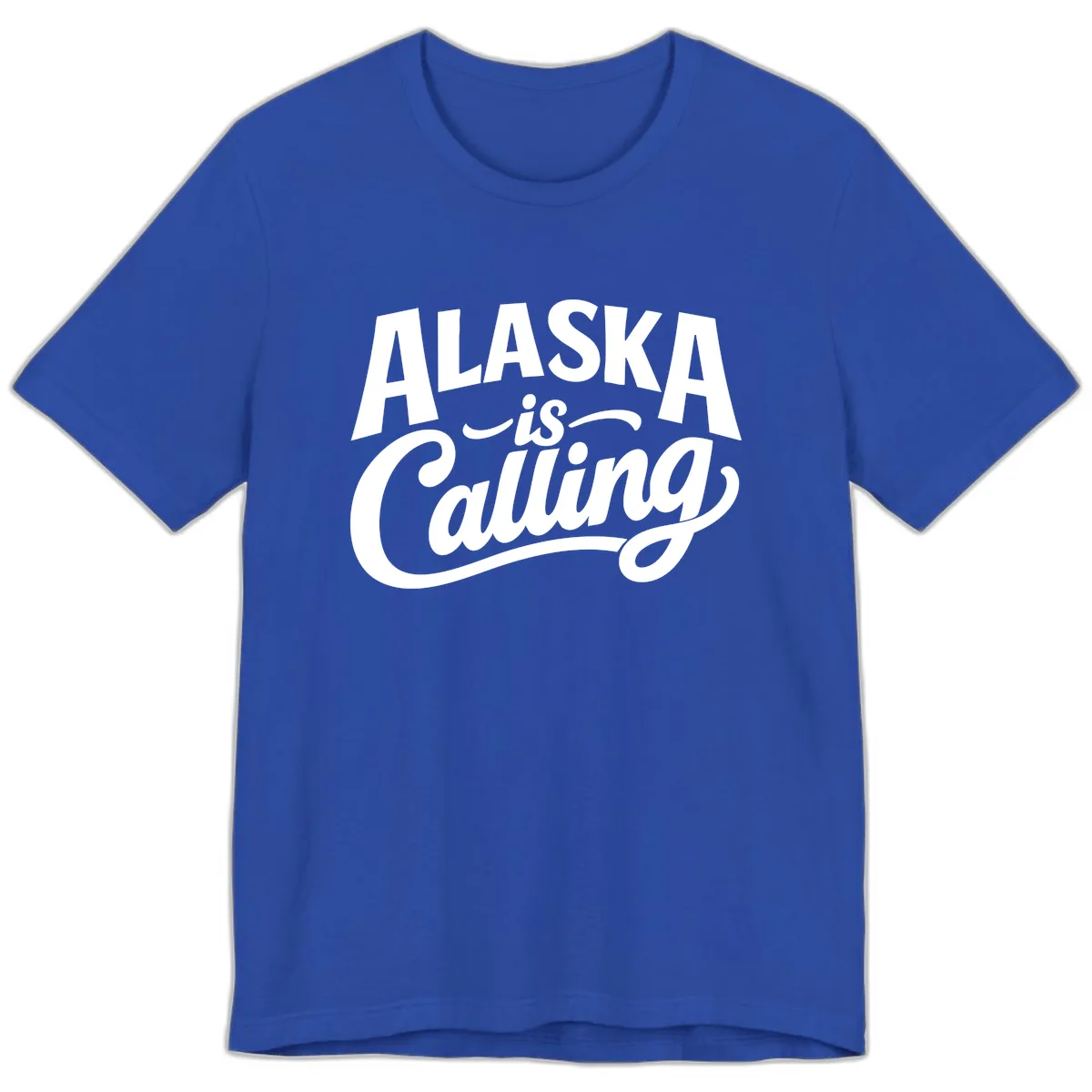 Alaska Is Calling Mixed Typography Design Premium T-Shirt in True Royal