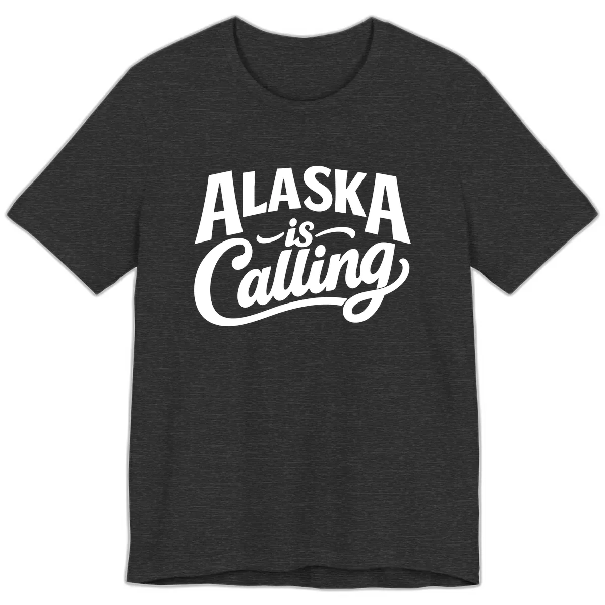 Alaska Is Calling Mixed Typography Design Premium T-Shirt in Dark Grey Heather