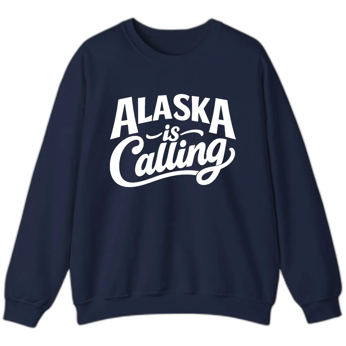 Alaska Is Calling Mixed Typography Design Sweatshirt in Navy