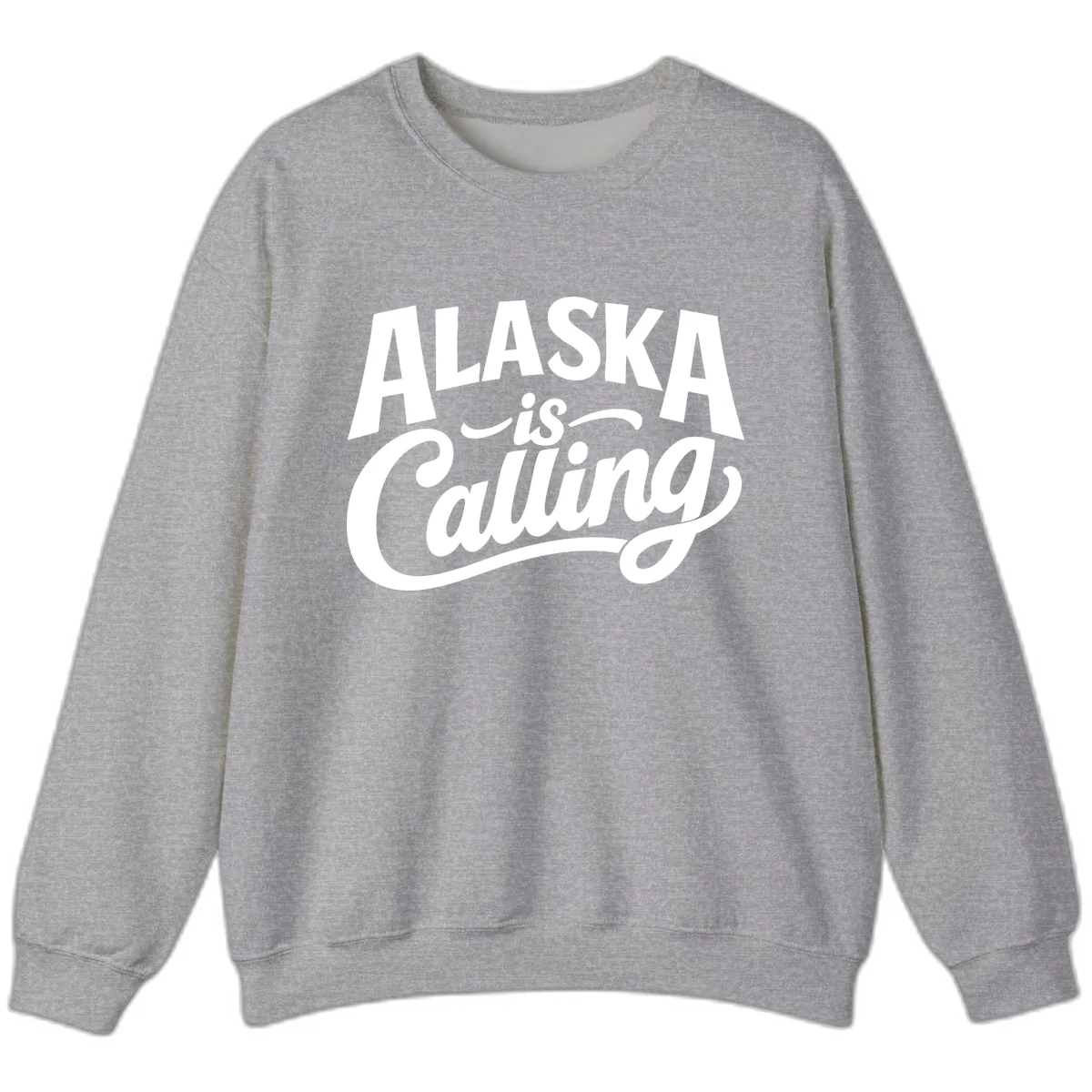 Alaska Is Calling Mixed Typography Design Sweatshirt in Sport Grey