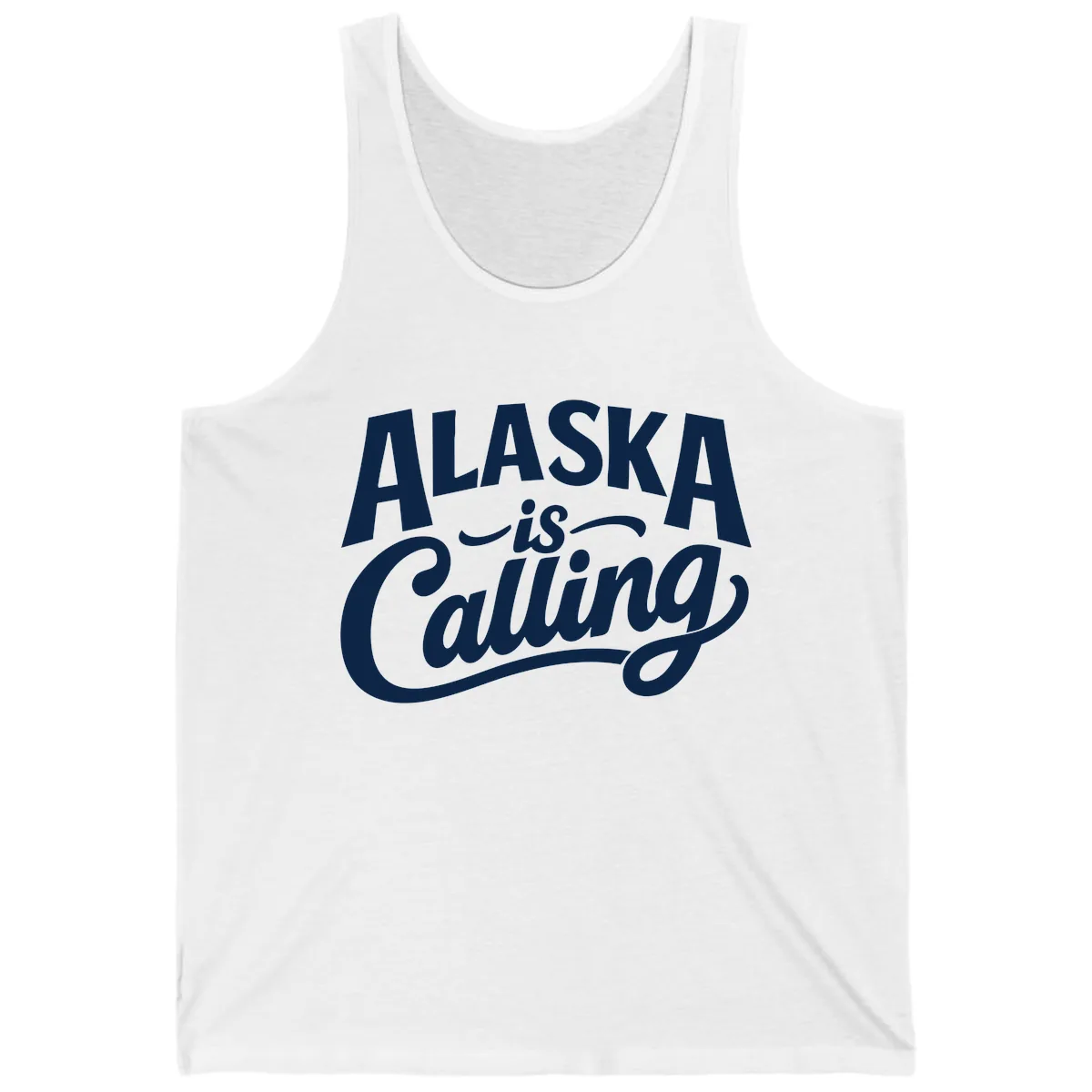 Alaska Is Calling Mixed Typography Design Tank in White
