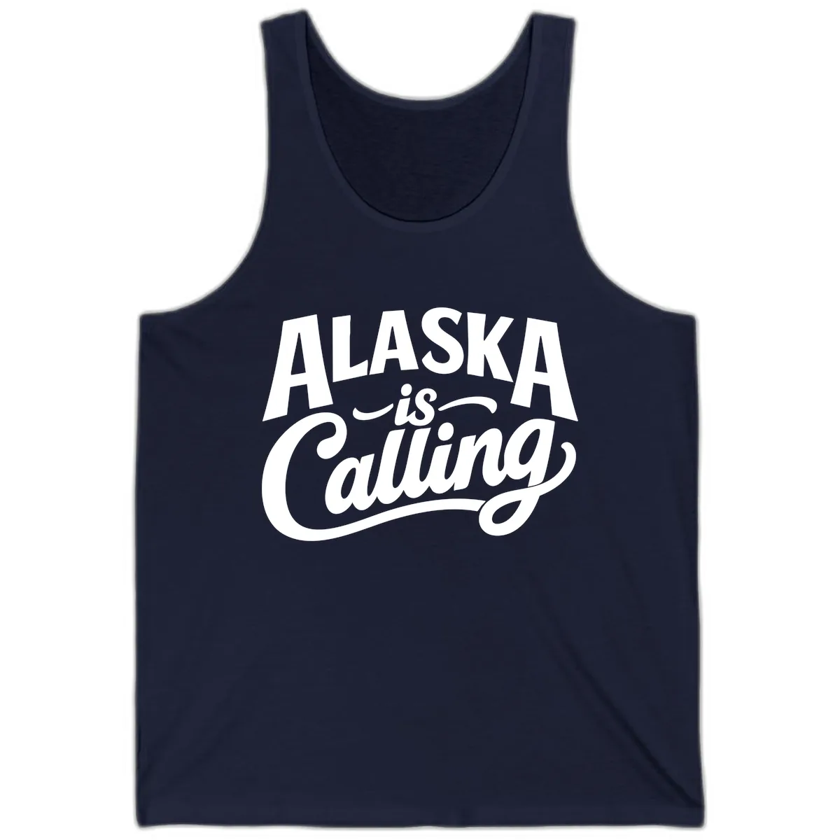 Alaska Is Calling Mixed Typography Design Tank in Navy