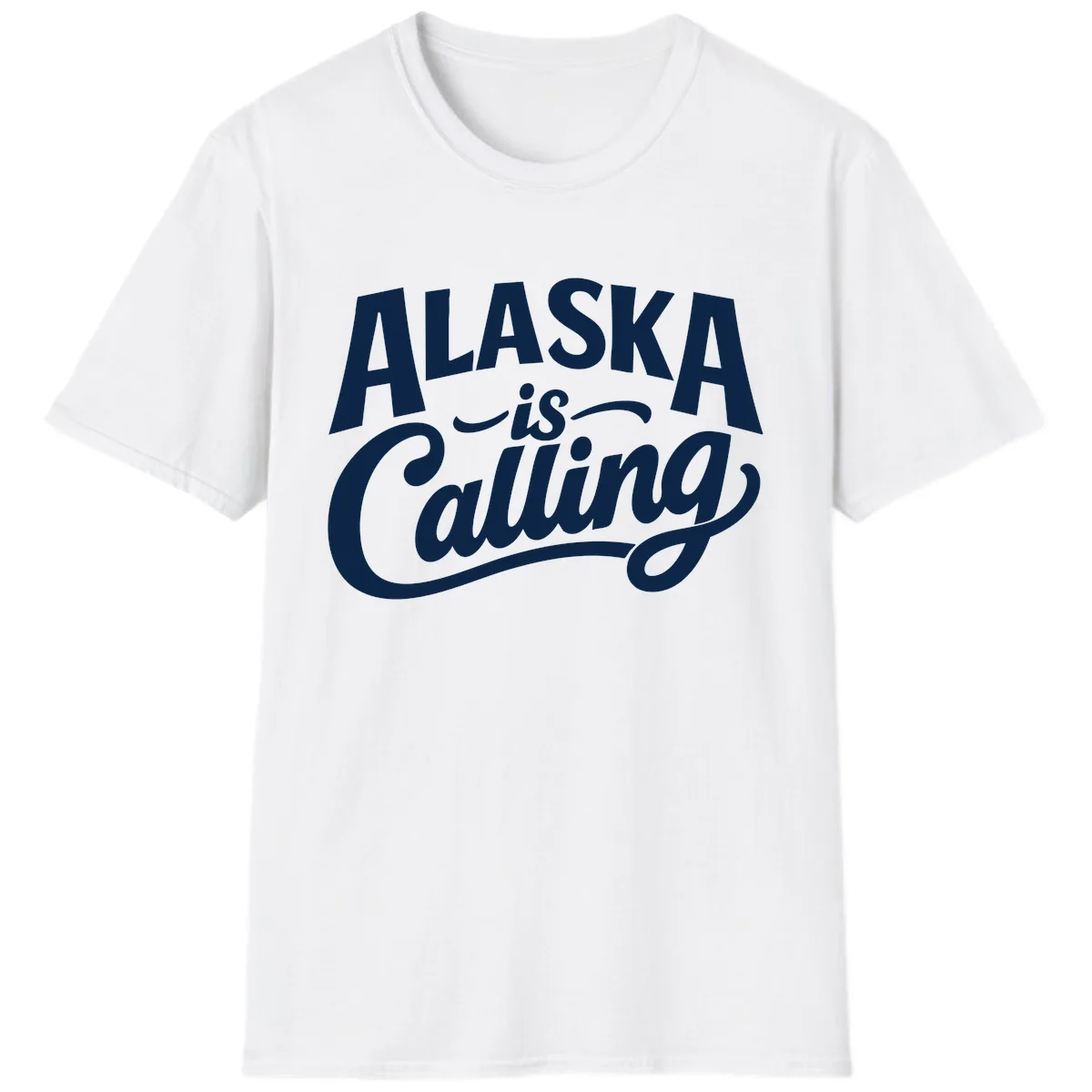 Alaska Is Calling Mixed Typography Design T-Shirt in White
