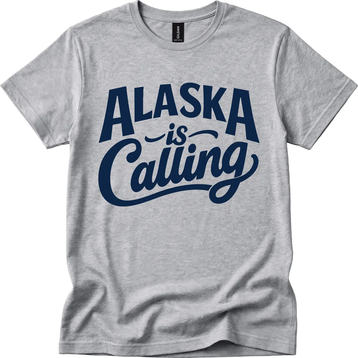 Alaska Is Calling Mixed Typography Design T-Shirt in Sport Grey