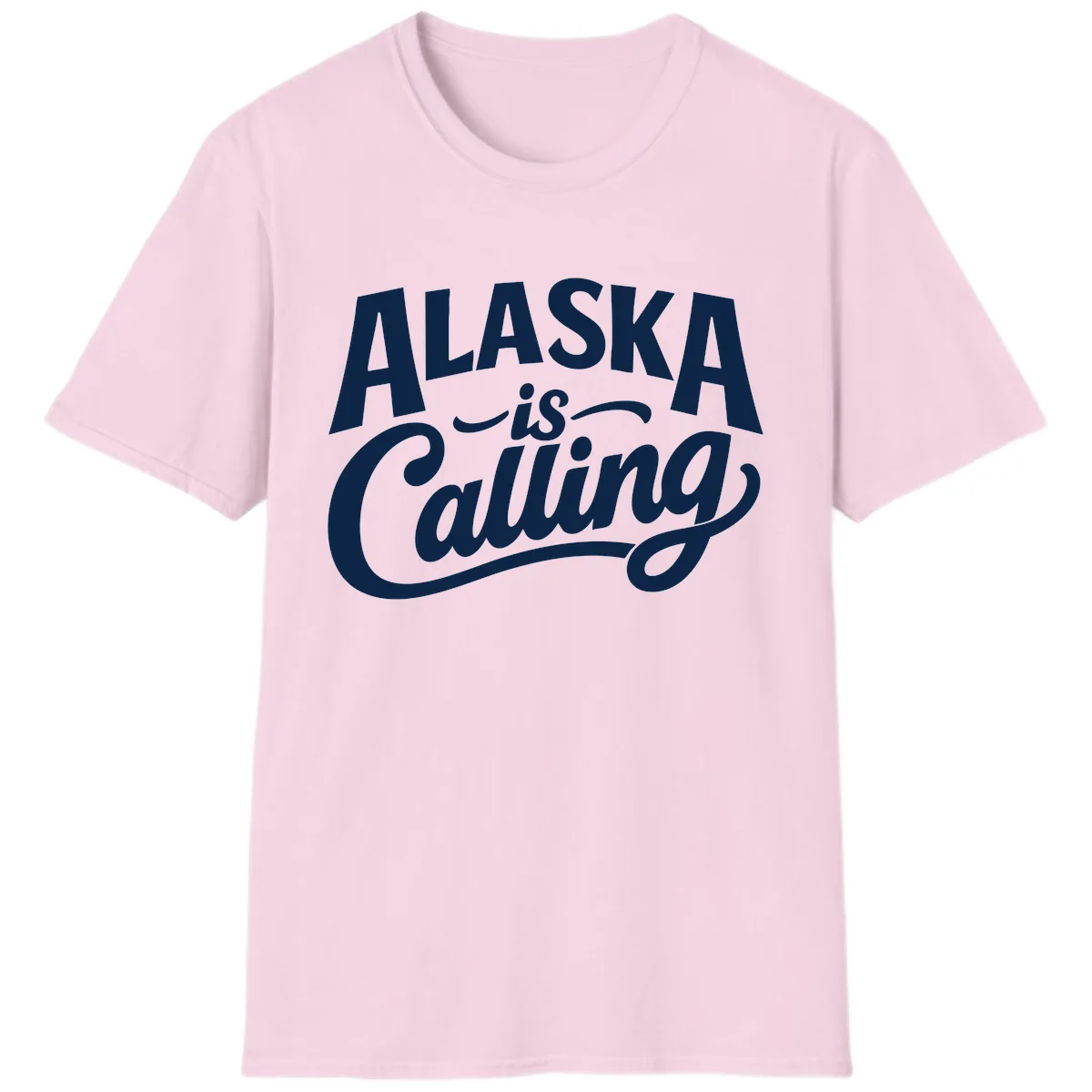 Alaska Is Calling Mixed Typography Design T-Shirt in Light Pink