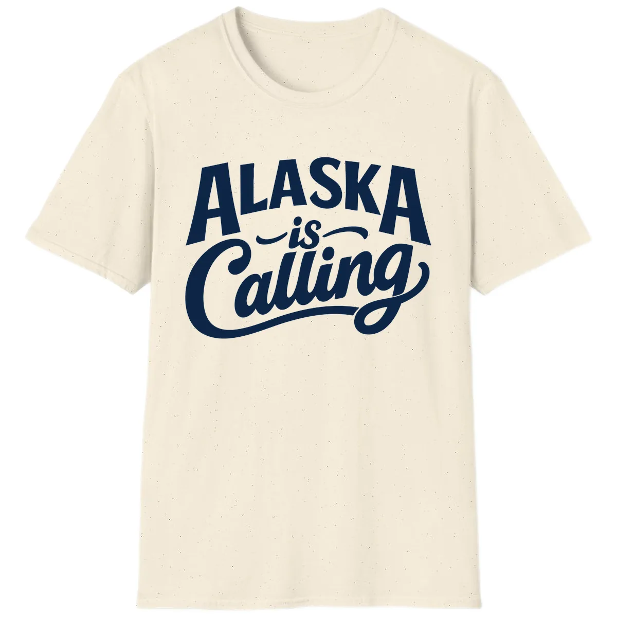 Alaska Is Calling Mixed Typography Design T-Shirt in Natural